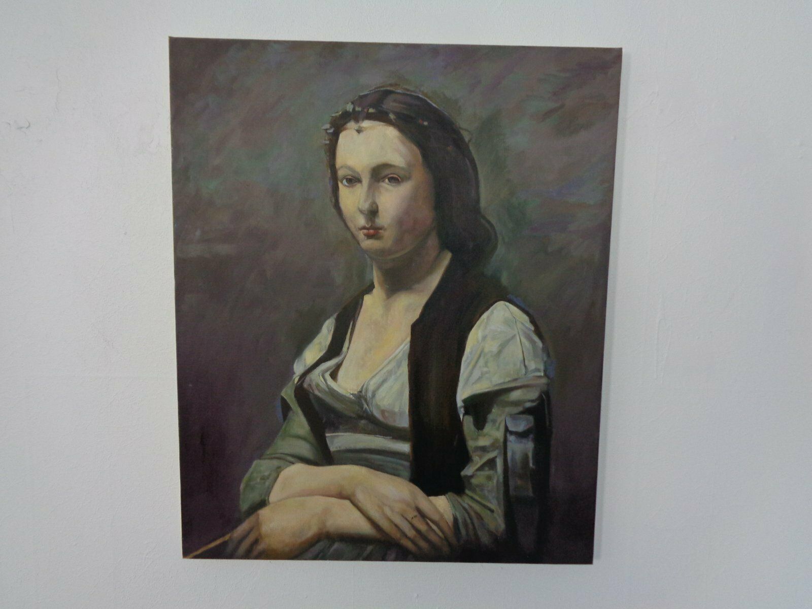 Fred Neumann After Jean Baptiste Camille Corot, The Woman With The Pearl, 1980s, Oil On Canvas