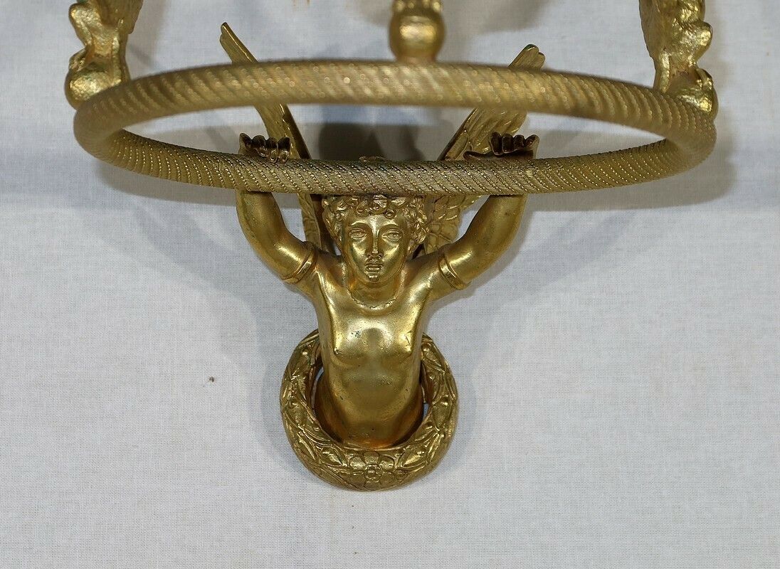 1957.0 Pair Of Gilt Bronze Candle Holder Sconces, Empire   Early 19th Century photo