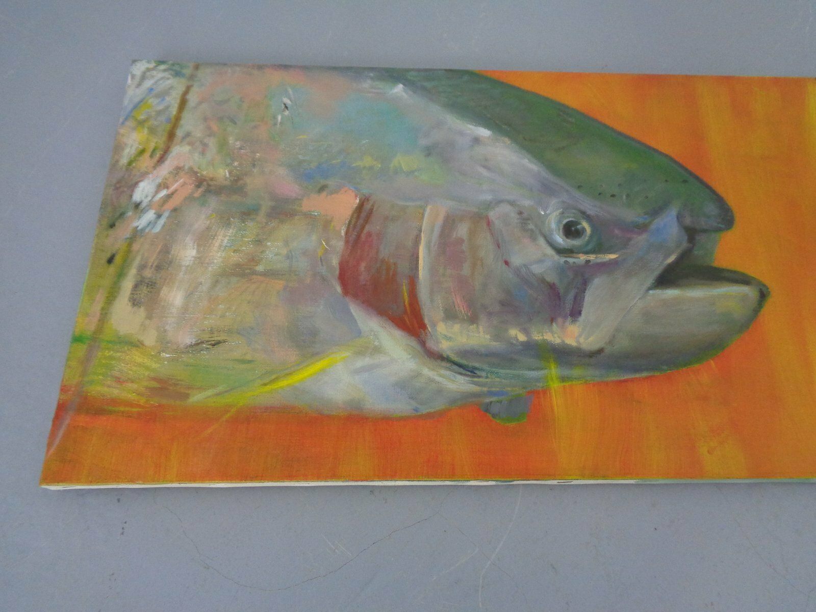 photo vintage Fred Neumann, Salmon Trout, 1980s, Oil On Canvas