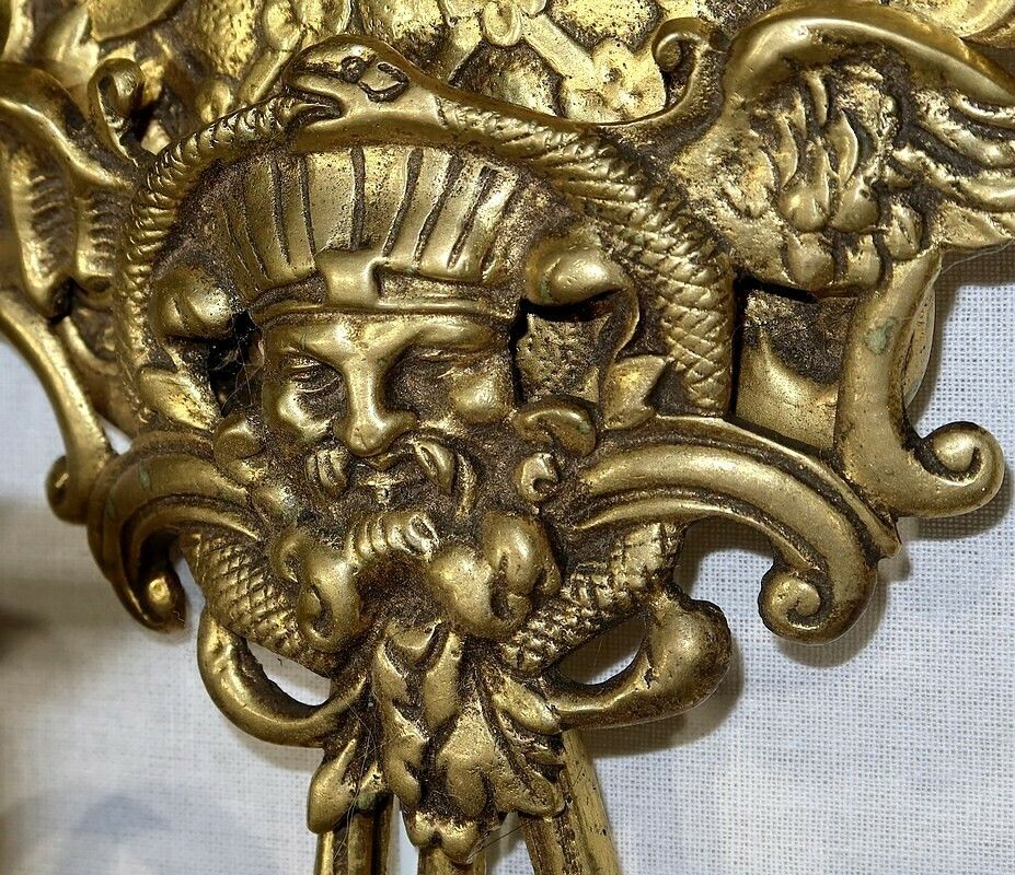 Important Pair Of Wall Lights With 3 Branches In Gilded Bronze, Napoleon III   Mid 19th Century photo buy