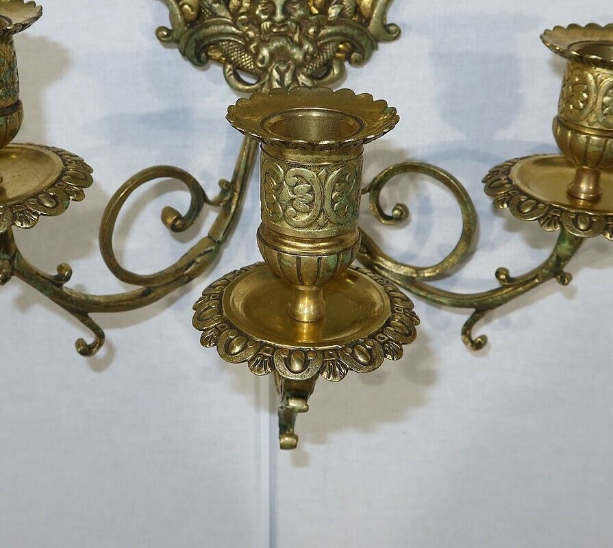 photo buy Important Pair Of Wall Lights With 3 Branches In Gilded Bronze, Napoleon III   Mid 19th Century