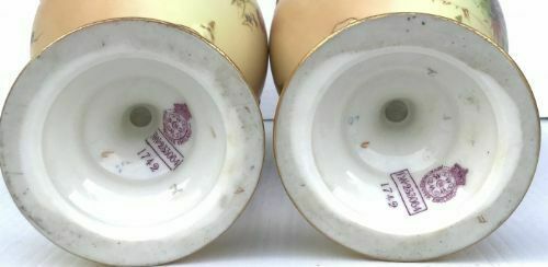 Pair Of Antique Royal Worcester Blush Ivory Pedestal Vases,Ewers photo vinterior