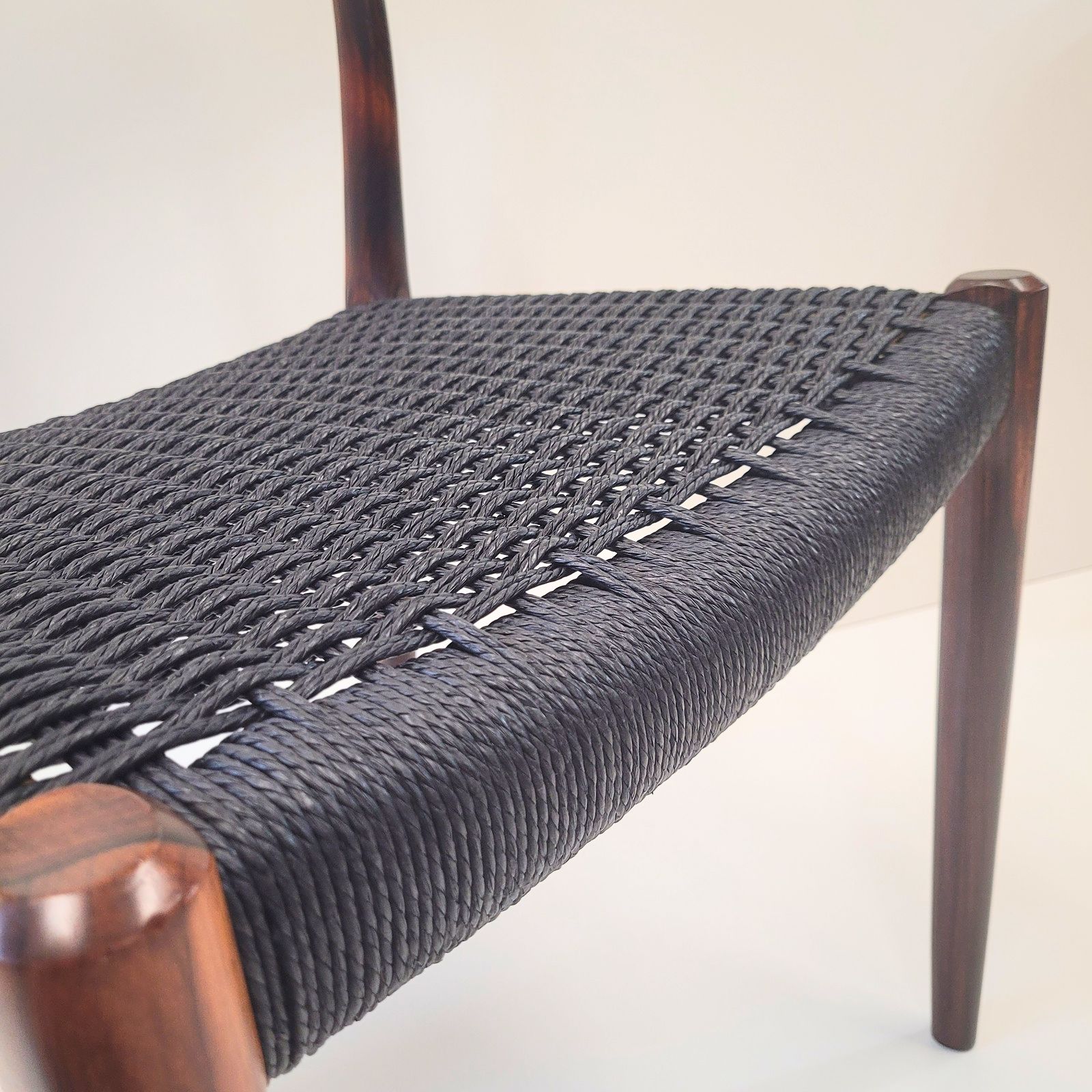 Furniture Niels Otto Møller #77 Rosewood Dining Chair Black Paper Cord Seat photo