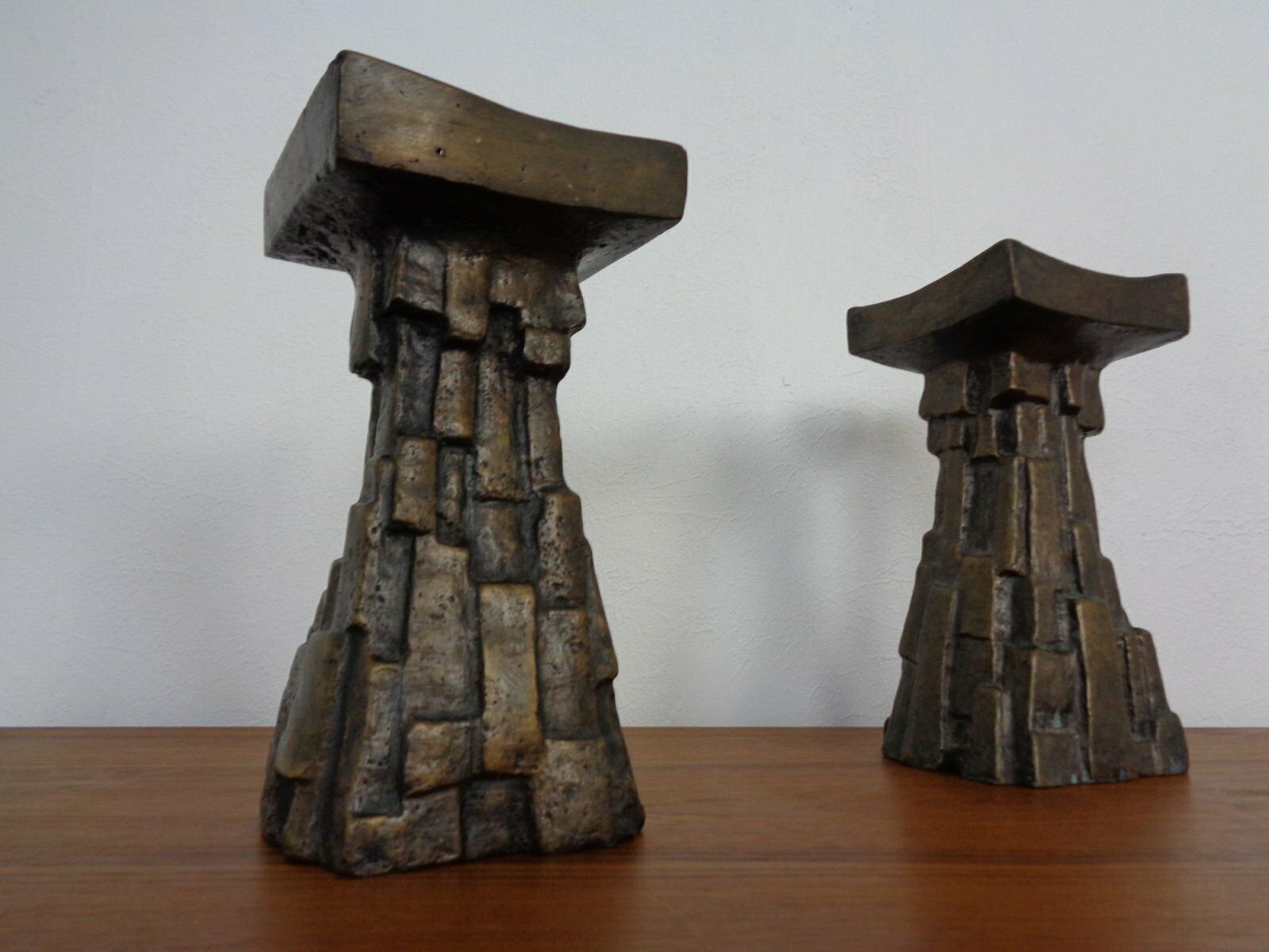 Large Brutalist Bronze Candleholder, 1960s, Set Of 2 photo furniture