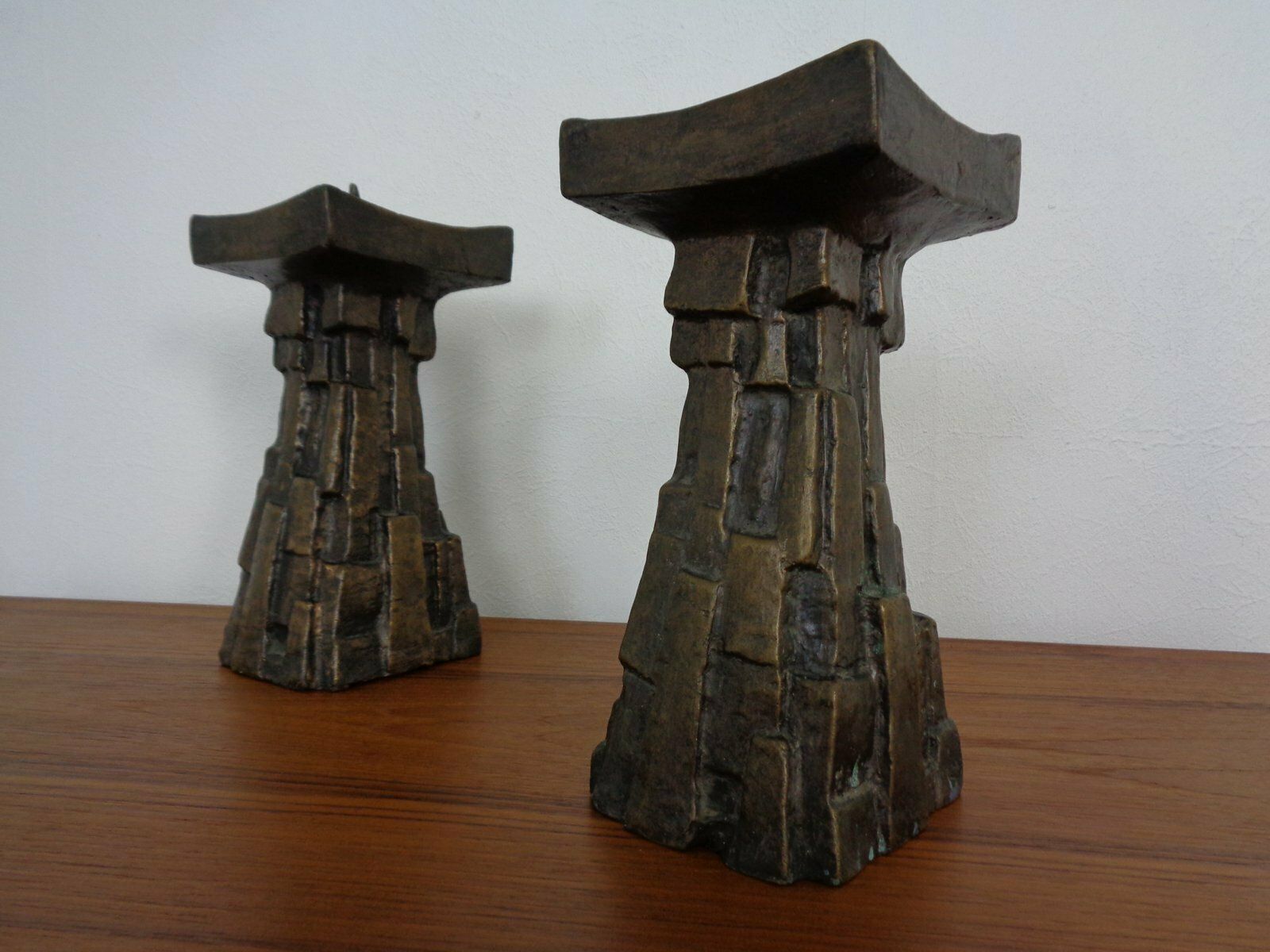Large Brutalist Bronze Candleholder, 1960s, Set Of 2 photo Home Decor