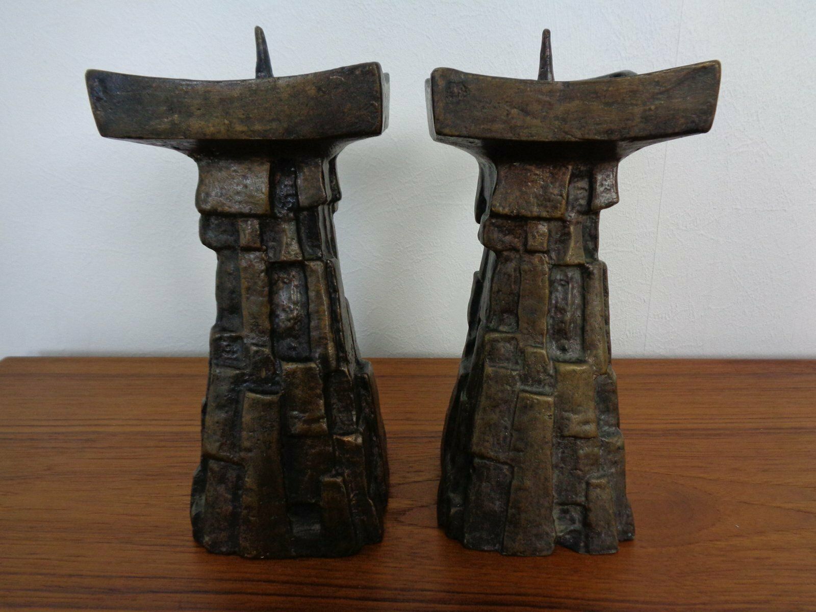 Large Brutalist Bronze Candleholder, 1960s, Set Of 2 photo 1056.0