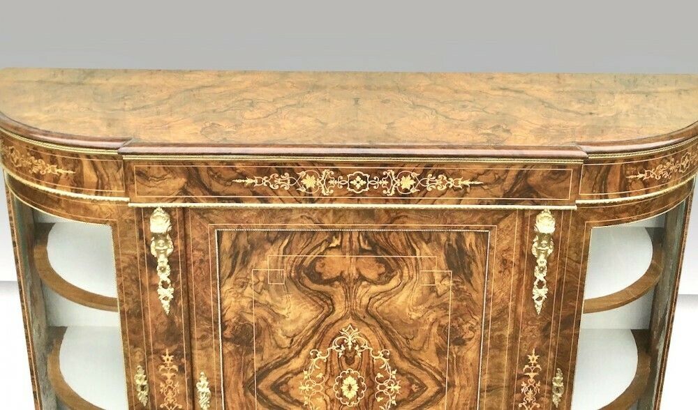 Exhibition Quality Burr Walnut Antique Credenza Cabinet Sideboard photo buy