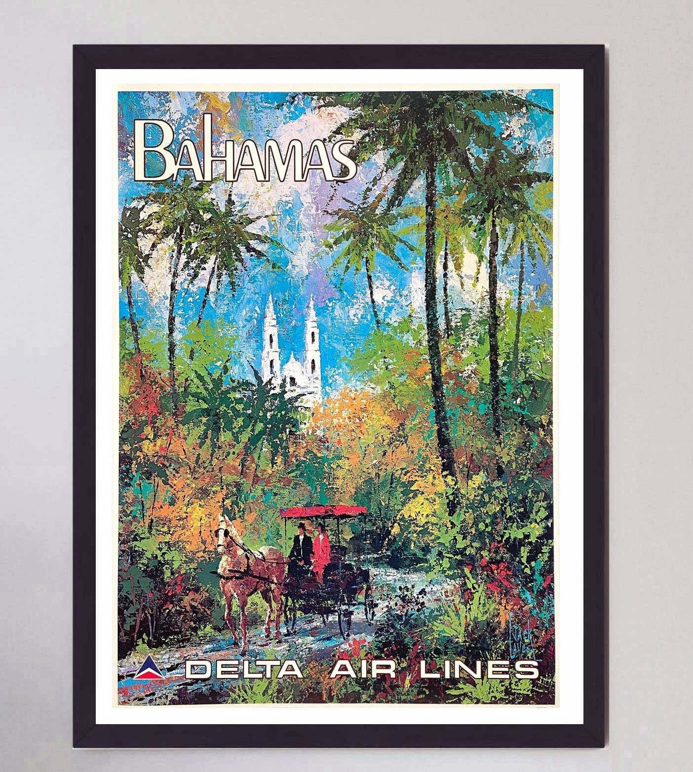 The Bahamas   Delta Air Lines Original Vintage Poster photo furniture