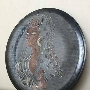 Wonderful Art Nouveau Lady Copper Wall Plaque Sign Art Decorative Collectibles Piece photo for sale