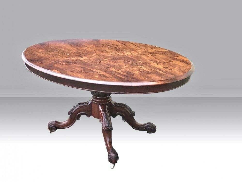 Antique Early Victorian Oval Rosewood Centre Pedestal Hall,Breakfast Loo Table photo Furniture