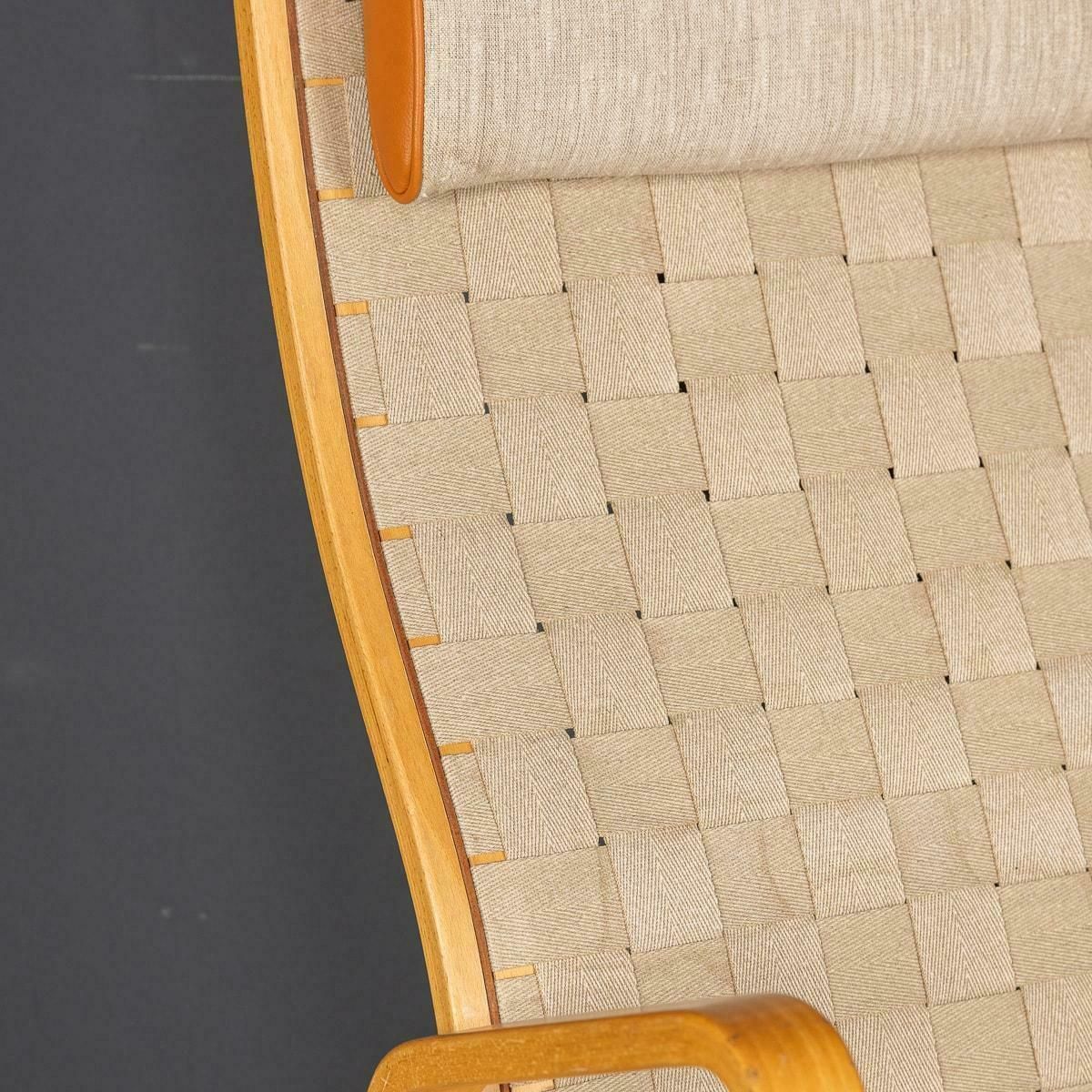 Furniture 20th Danish Beech Framed Chairs & Ottoman, Bruno Mathsson C.1978 photo