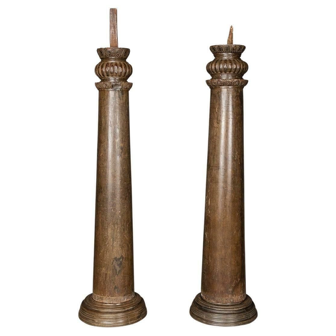 19th Century Indian Handcarved Architectural Columns, C.1860