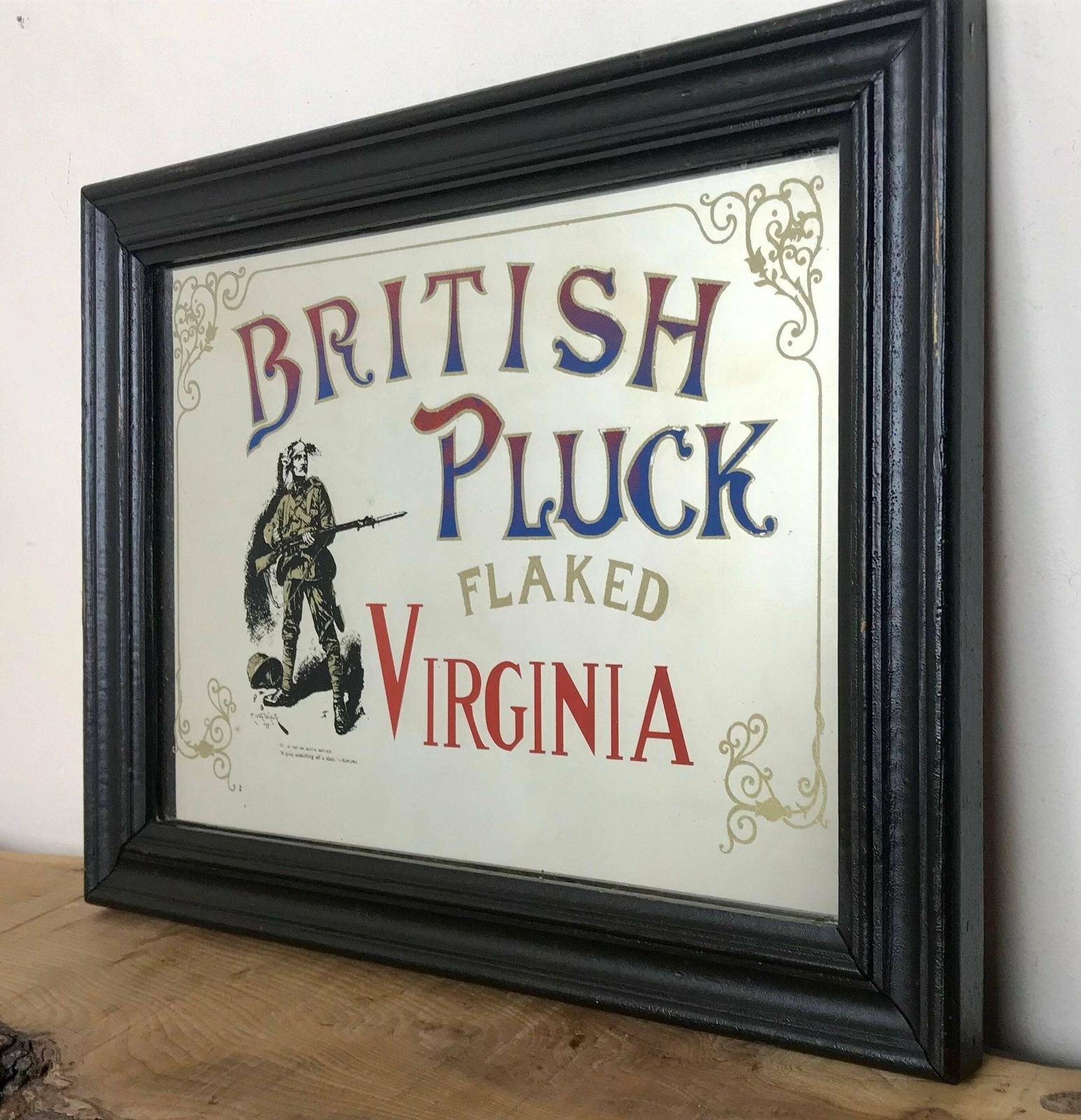 Antique British Pluck Flaked Virginia Tobacco Cigarettes Advertising War Collectibles Piece photo furniture