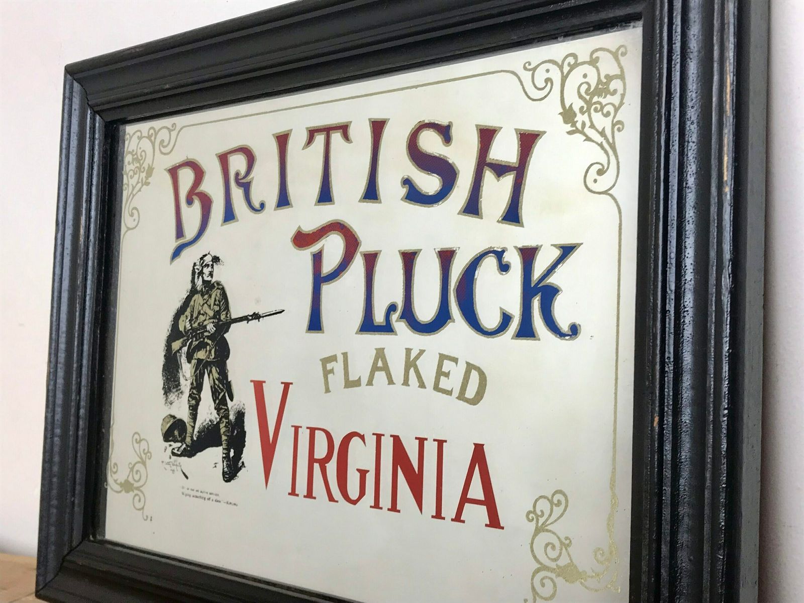 photo furniture Antique British Pluck Flaked Virginia Tobacco Cigarettes Advertising War Collectibles Piece