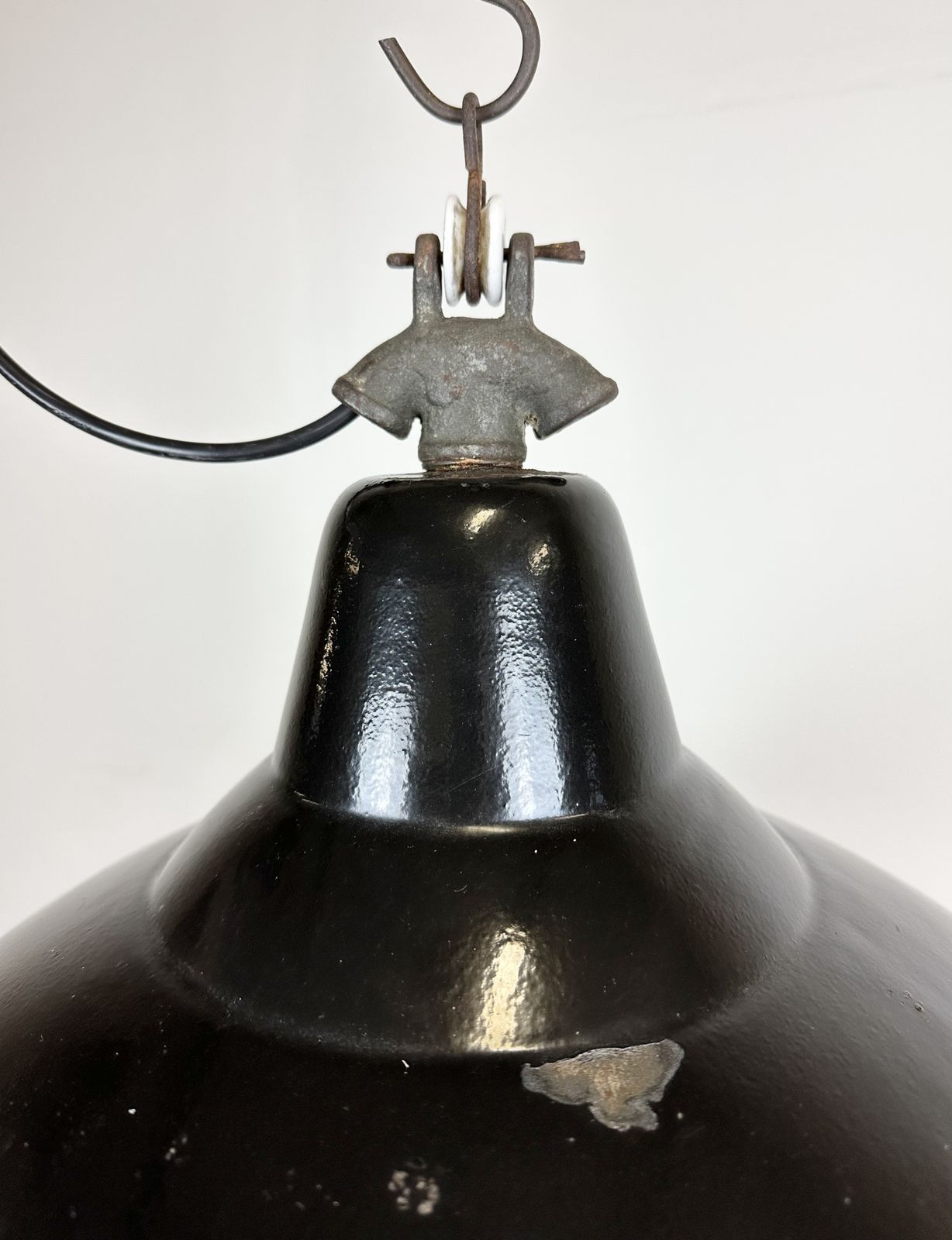 photo furniture Industrial Black Enamel Factory Lamp With Cast Iron Top, 1950s