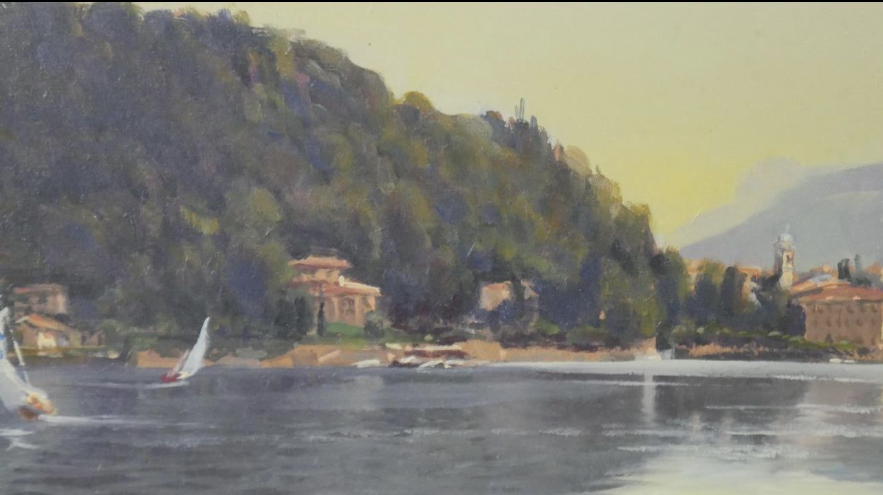 Vittorio Martinelli   An Oil On Board Of Bellagio, Lake Como, photo for sale