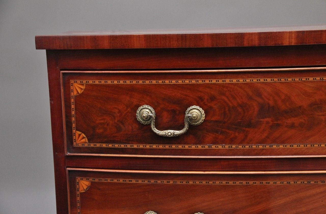 A Highly Decorative Early 19th Century Flame Mahogany And Inlaid Bowfront Chest Of Drawers photo vintage
