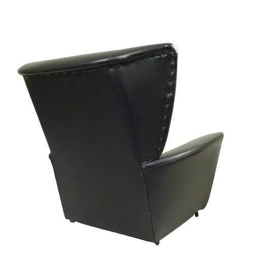 Mid Century James Bond Wingback Chair, Vintage Black Vinyl G Plan Style Armchair photo Furniture