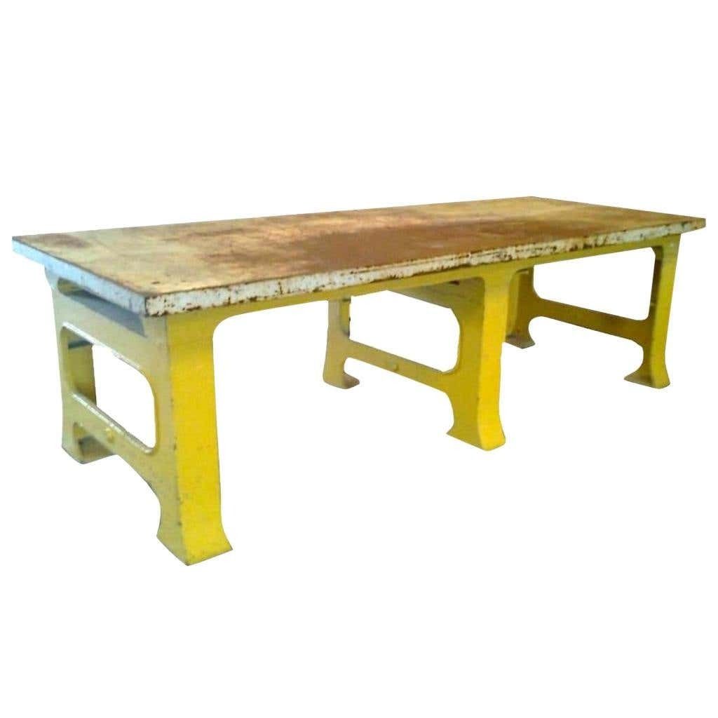20th Century Industrial Huge Iron French Work Table