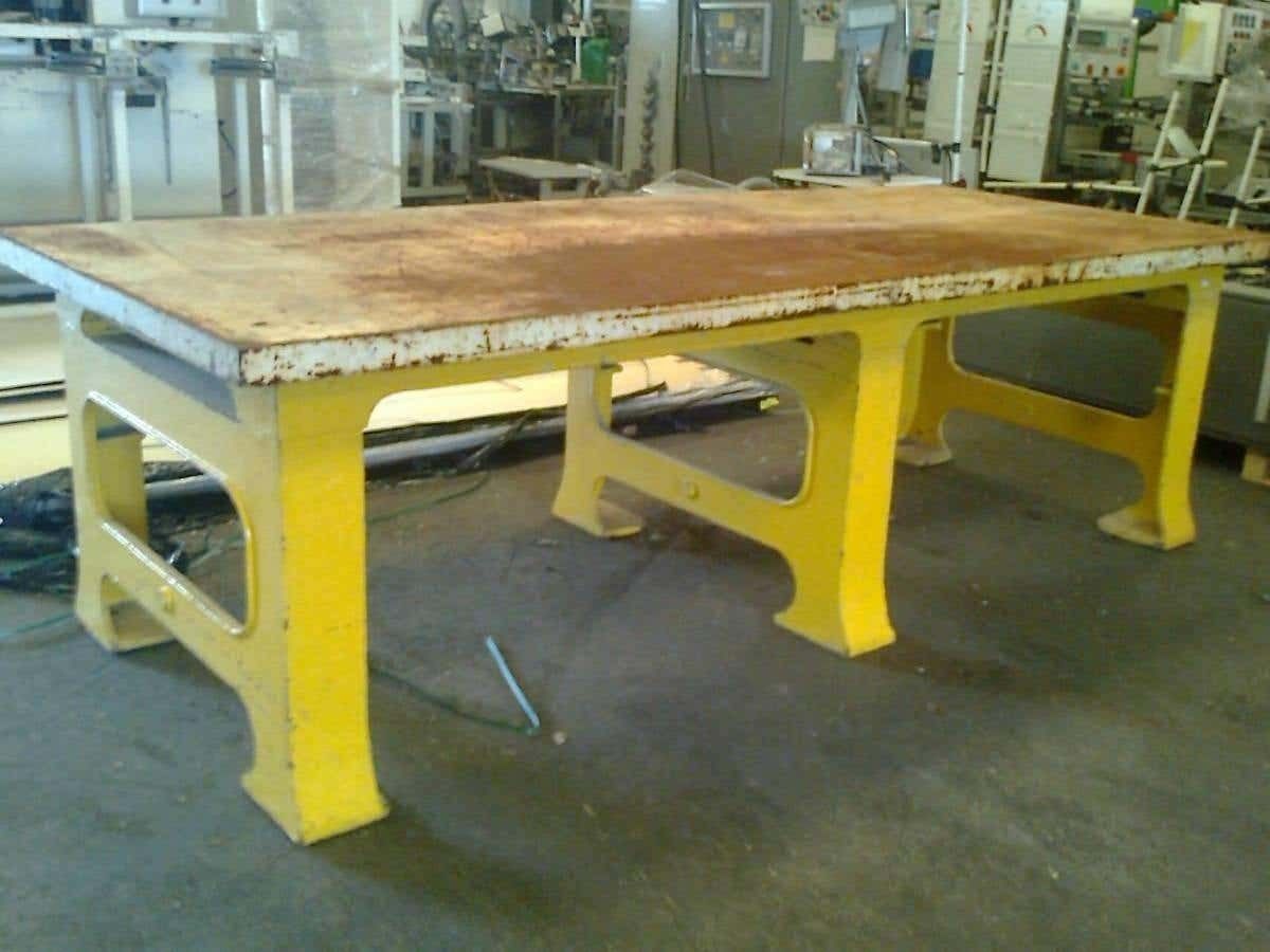 20th Century Industrial Huge Iron French Work Table photo for sale