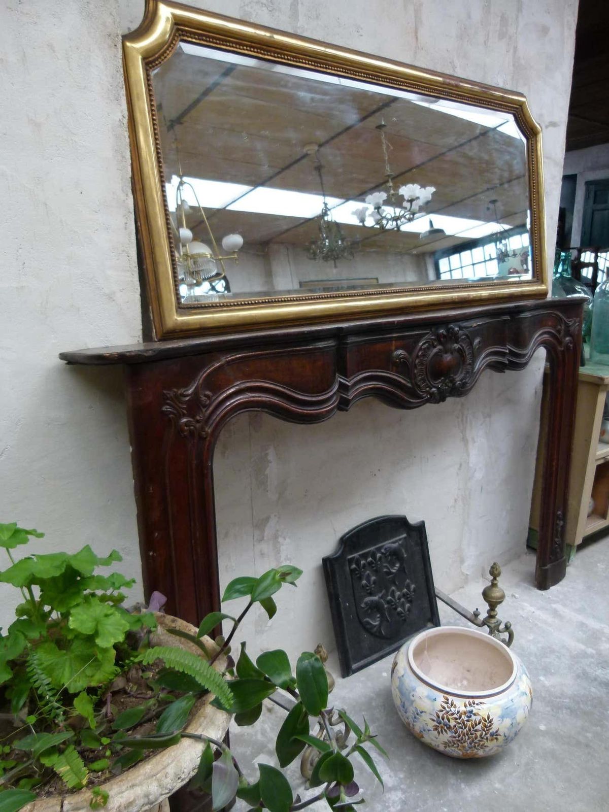 Louis XVI Style Wooden Carved Fireplace Mantel photo furniture