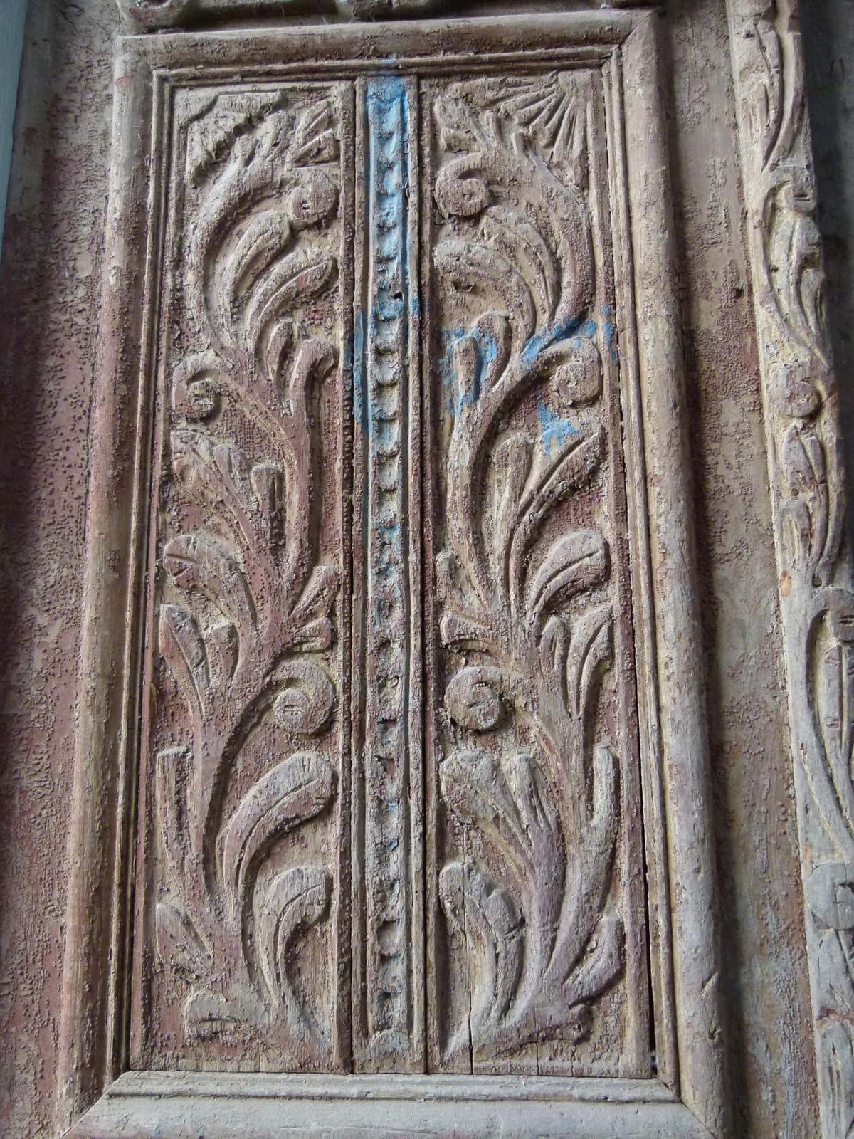19th Century Wooden Double Front Door In Art Nouveau Style, Spain photo buy