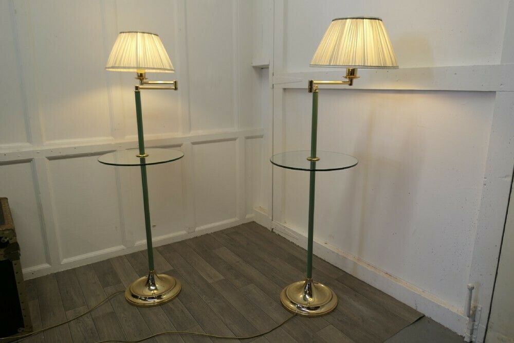 A Pair Of French Art Deco Adjustable Swing Arm Floor Lamps photo for sale
