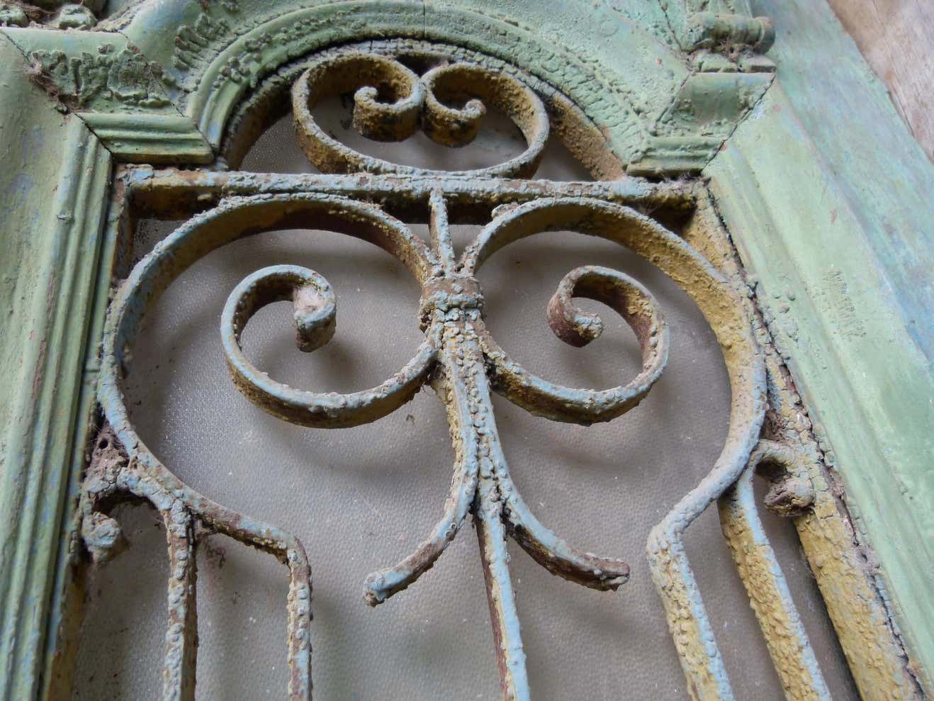 5378.0 19th Century Wooden Double Front Door In Art Nouveau Style photo