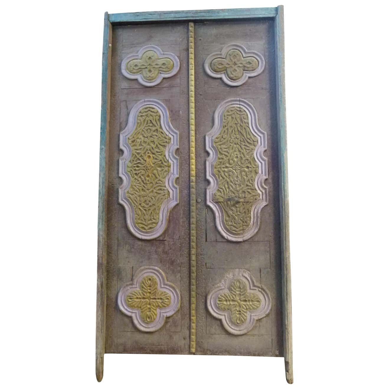 Wooden Double Front Door In Art Nouveau Style