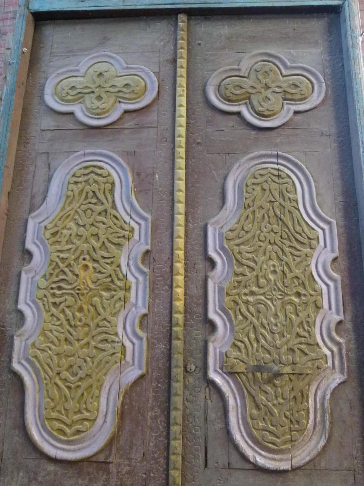 Wooden Double Front Door In Art Nouveau Style photo for sale