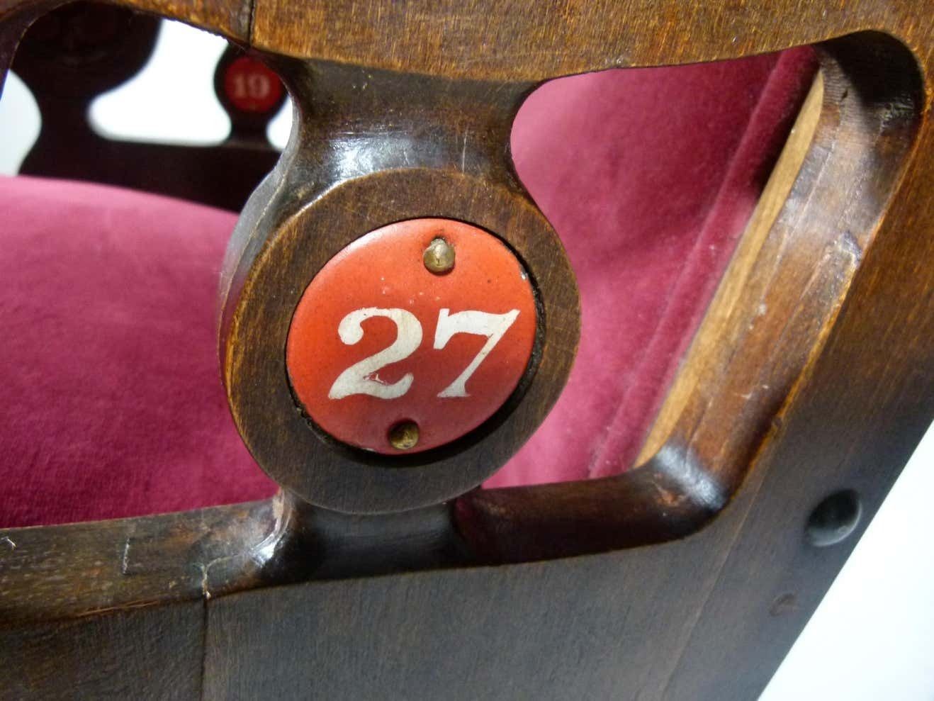 Early 20th Century Read Velvet Theatre Seat photo Furniture