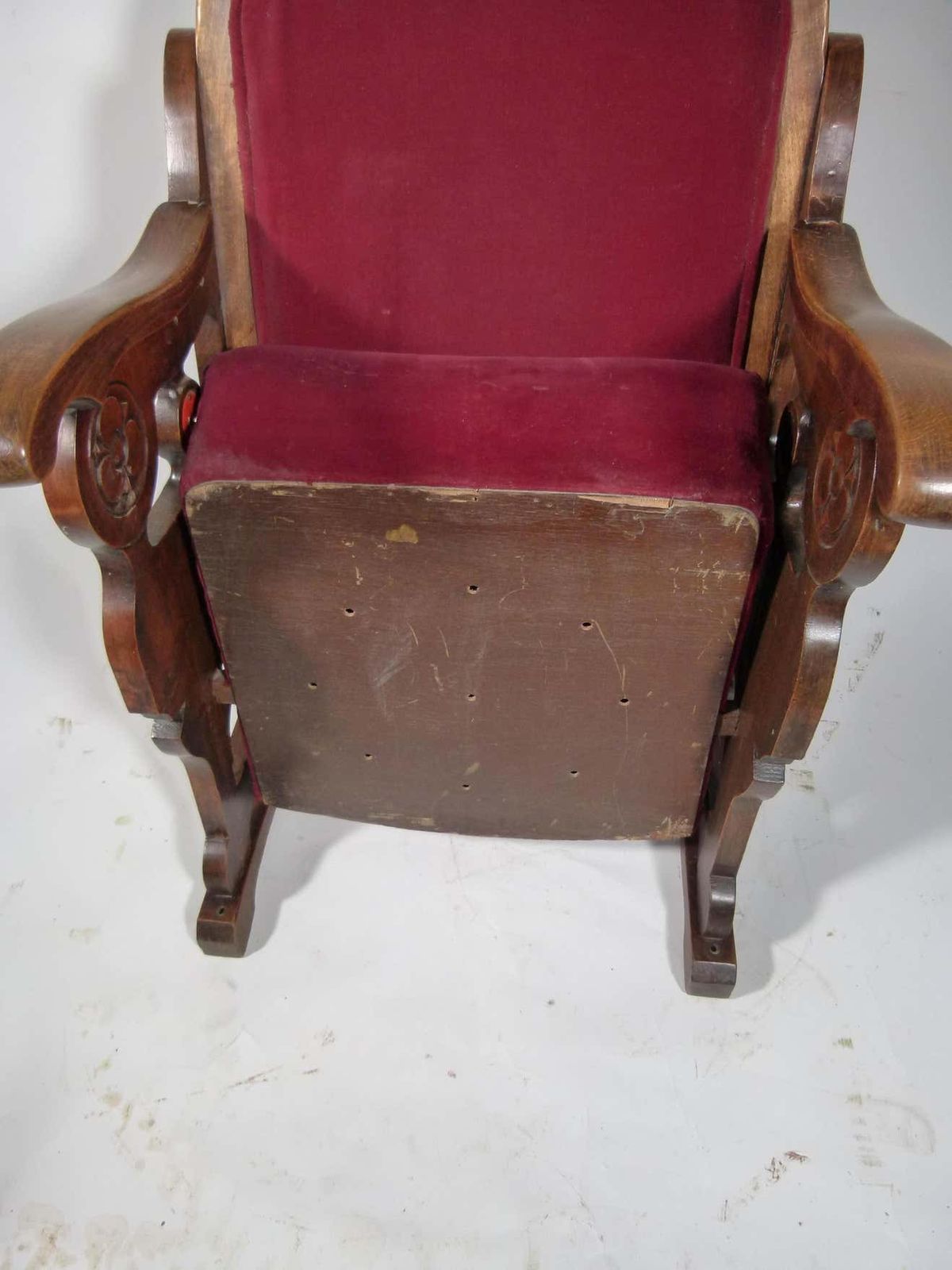 photo for sale Early 20th Century Read Velvet Theatre Seat