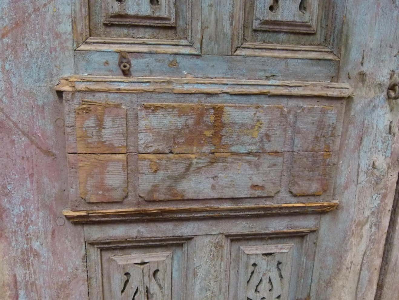Wooden Double Door Portal In Art Nouveau Style, Spain photo Home Fixtures