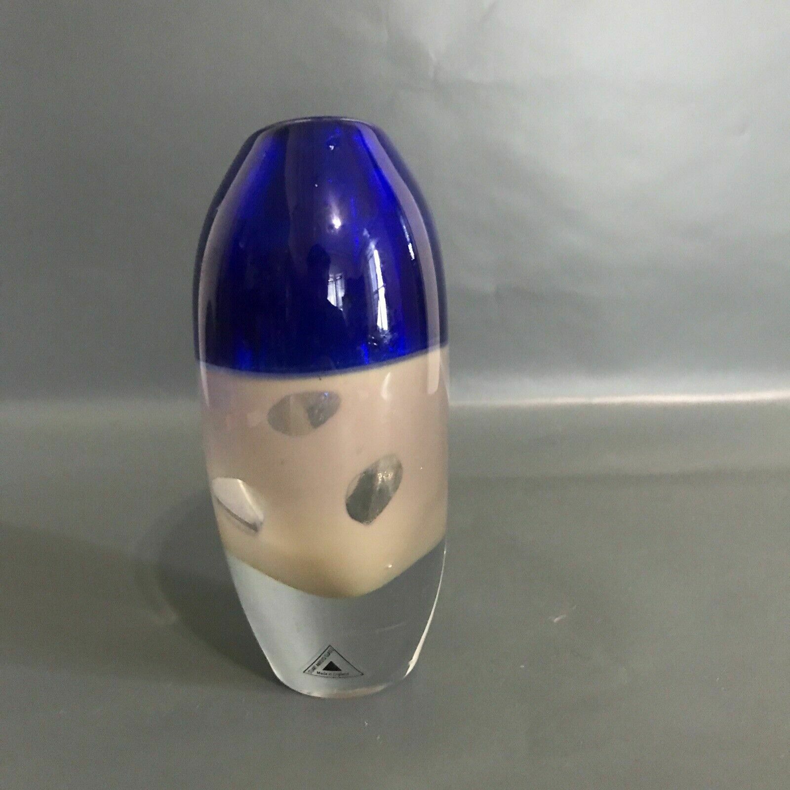 Stuart Akroyd Contemporary Art Glass Vase Blue Signed Label Art Glass Hand Blown photo Home Decor