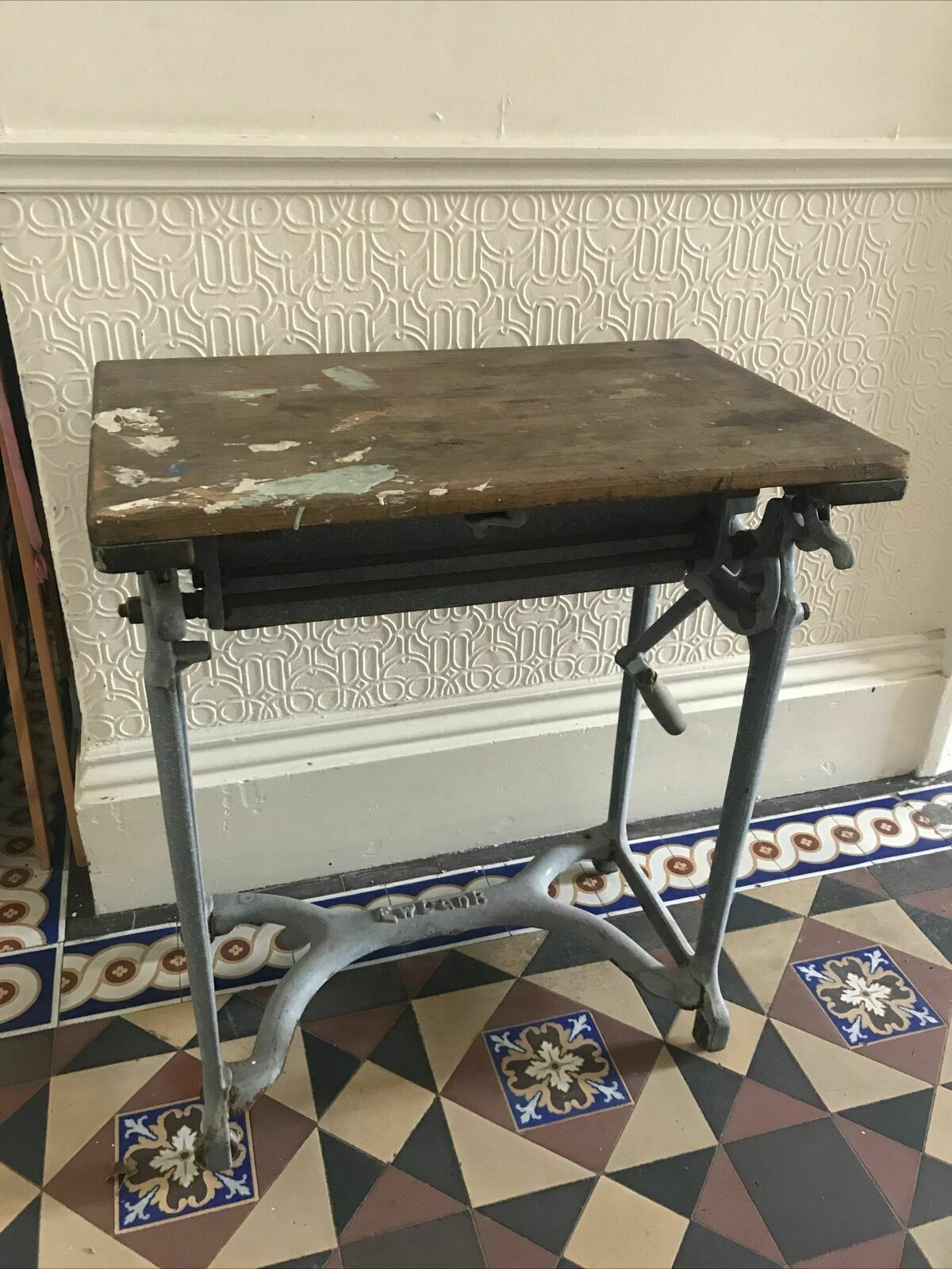 Eubank Mangle Side Table Desk Vintage Antique Folding