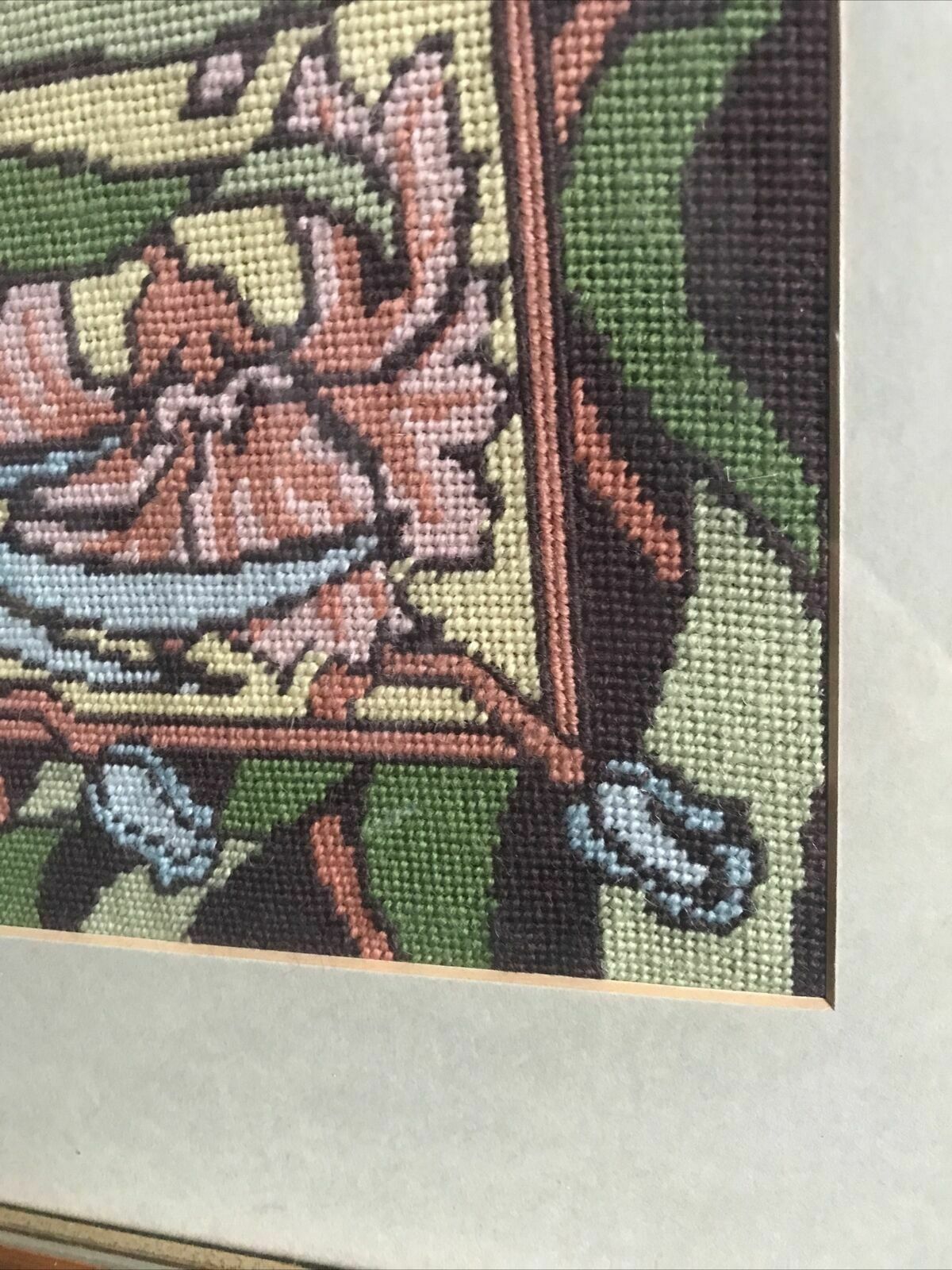 Vintage Framed Bird Floral Crewel Tapestry Arts & Crafts Picture Nouveau 70s/80s photo buy