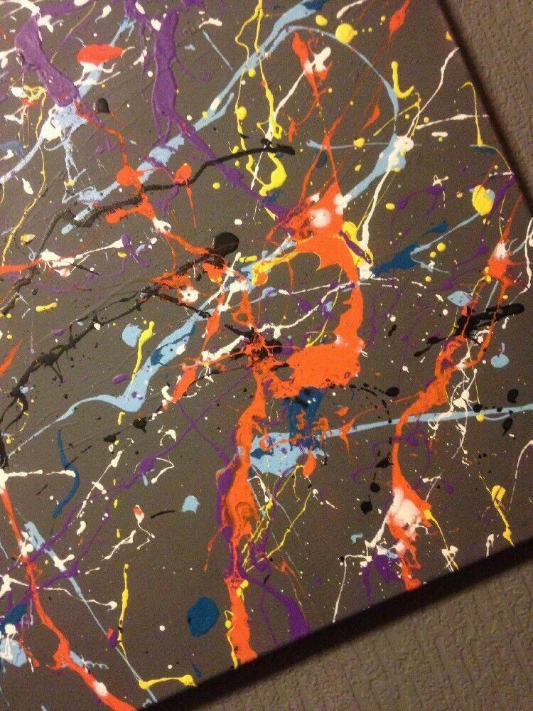 Original Action Painting Abstract Pollock Stone Roses Canvas Purple photo for sale
