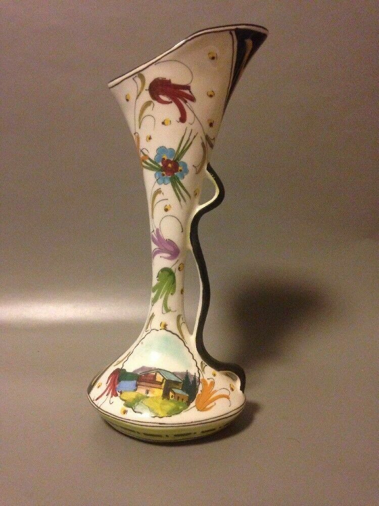 2x Vintage Mid Century Italian Studio Pottery Vases Enamel Fratelli photo vinterior