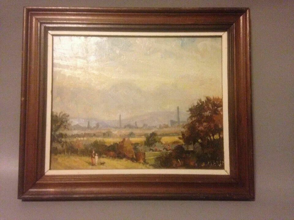 Oil Painting Signed J Makin English School Landscape Board Quality Framed photo buy