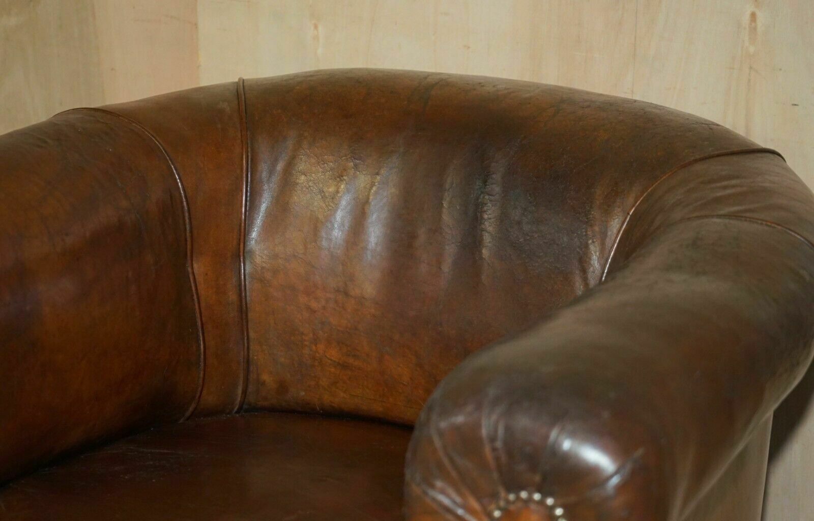 Antique Circa 1880 Hand Carved Claw & Ball Feet Brown Leather Club Tub Armchair photo Furniture
