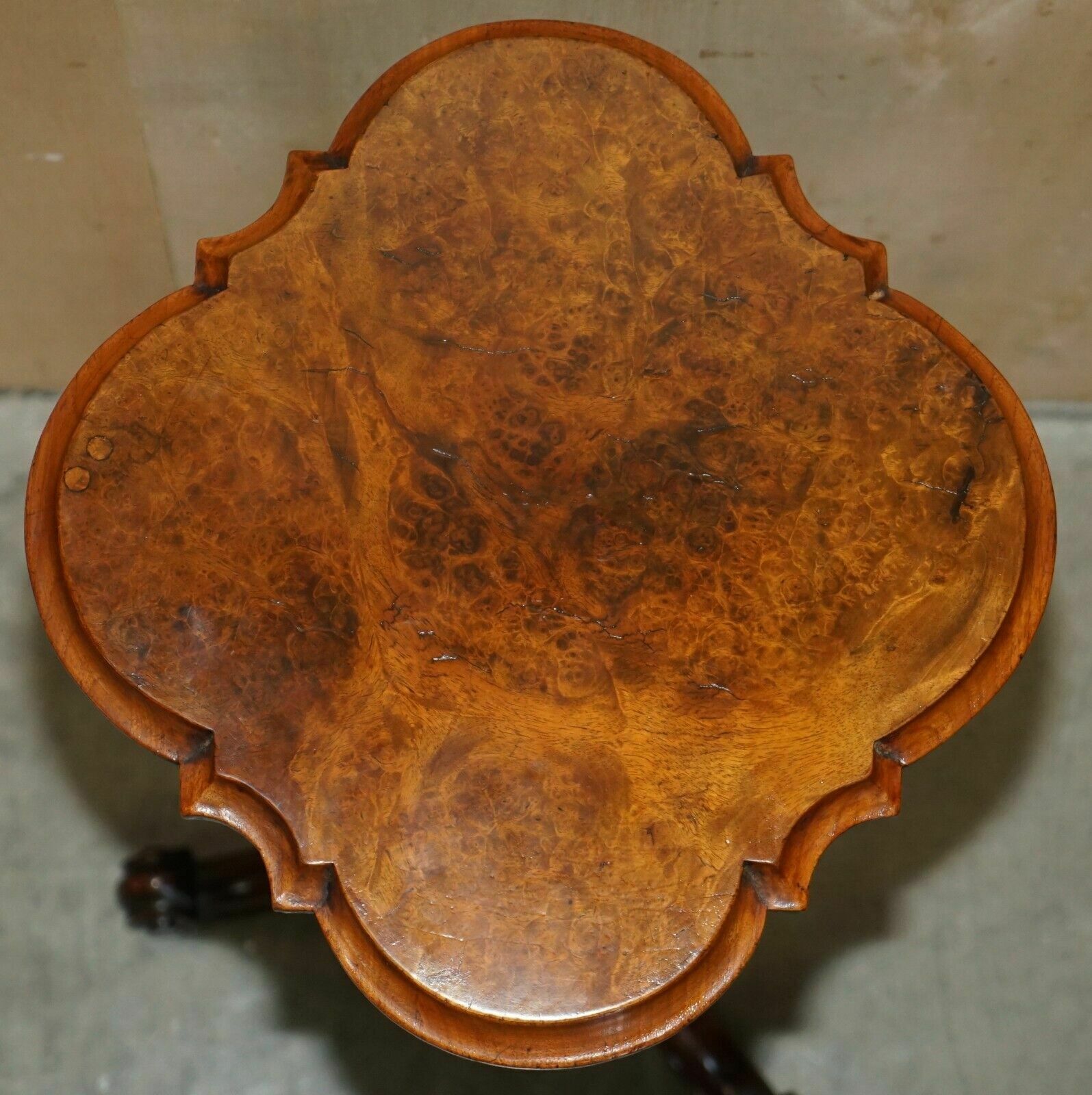 Pair Of Restored Victorian Burr Walnut Tripod Side End Lamp Tables Circa 1860 photo Furniture