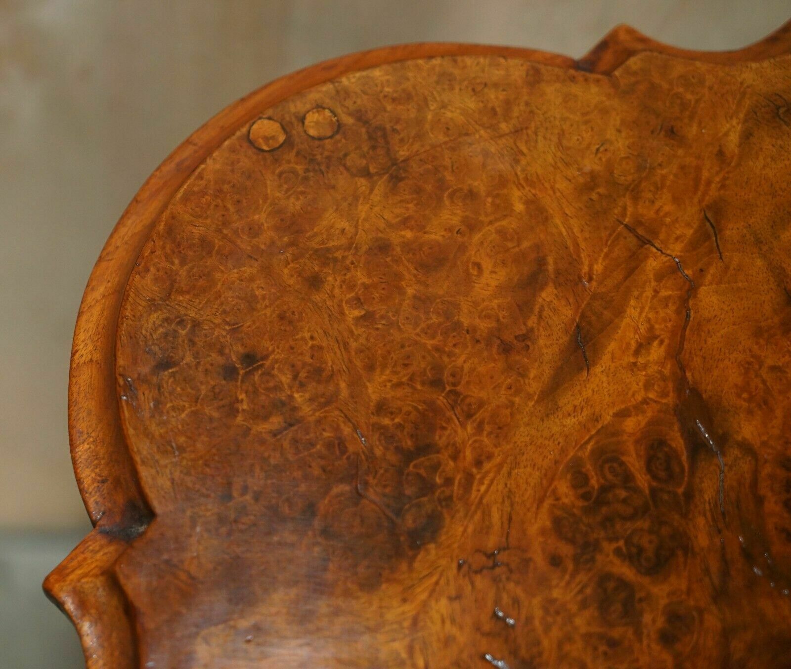 2750.0 Pair Of Restored Victorian Burr Walnut Tripod Side End Lamp Tables Circa 1860 photo