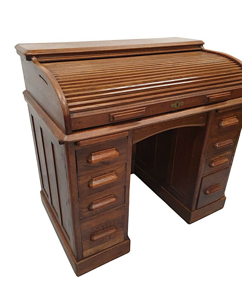 A Superb 1920s Oak Roll Top Desk photo Furniture