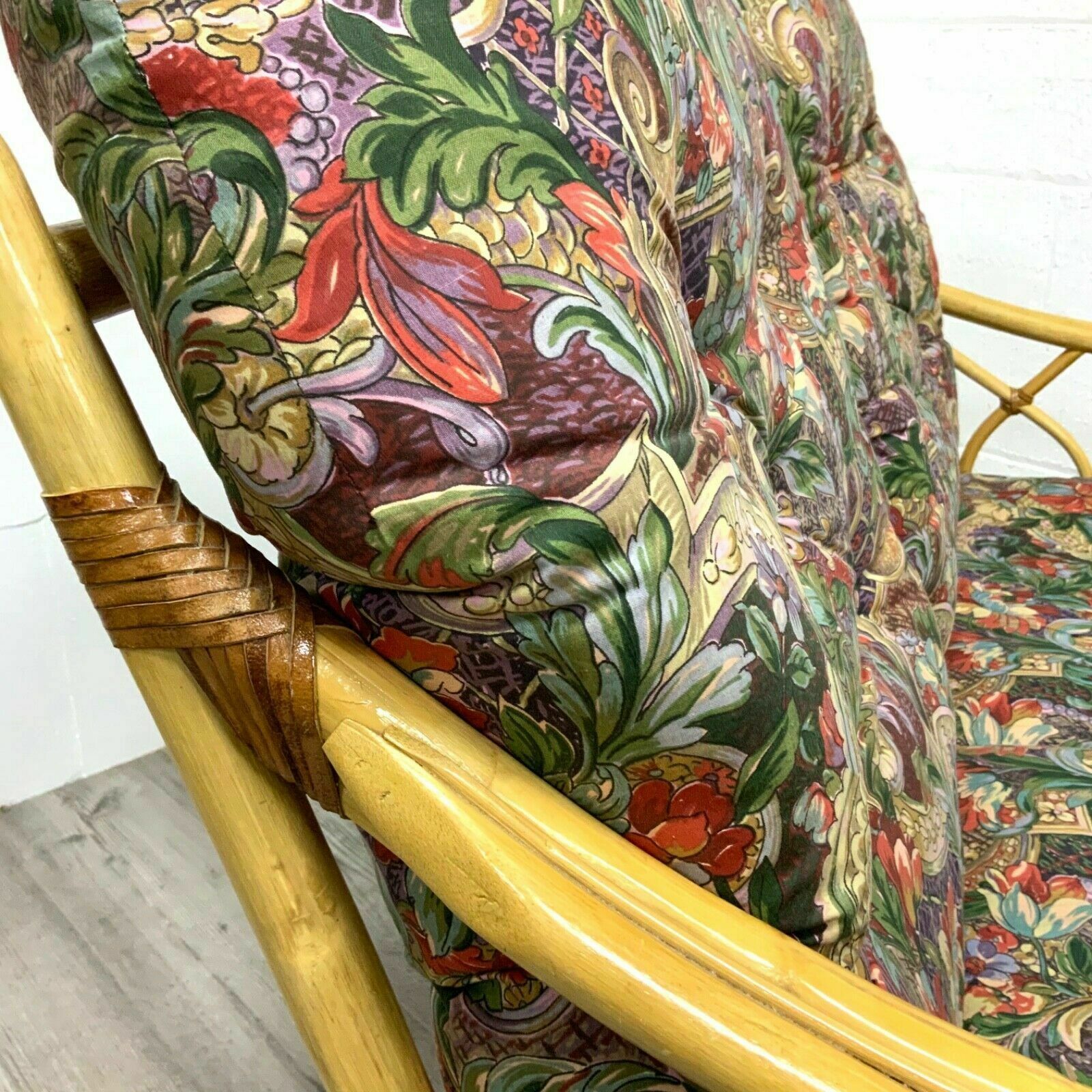 A Mid Century Vintage Bamboo Two 2 Seater Sofa Settee 1970s photo vinterior