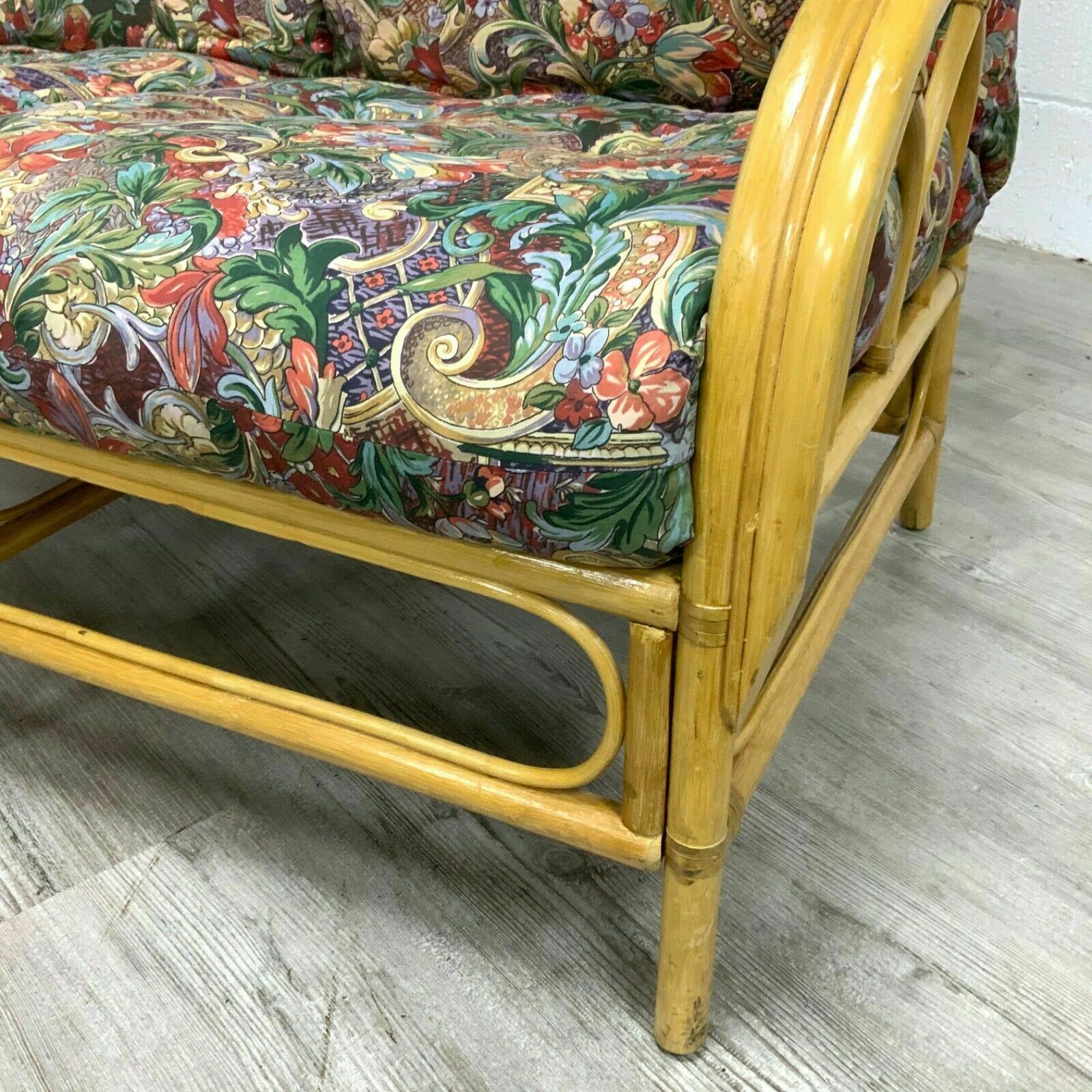 395.0 A Mid Century Vintage Bamboo Two 2 Seater Sofa Settee 1970s photo