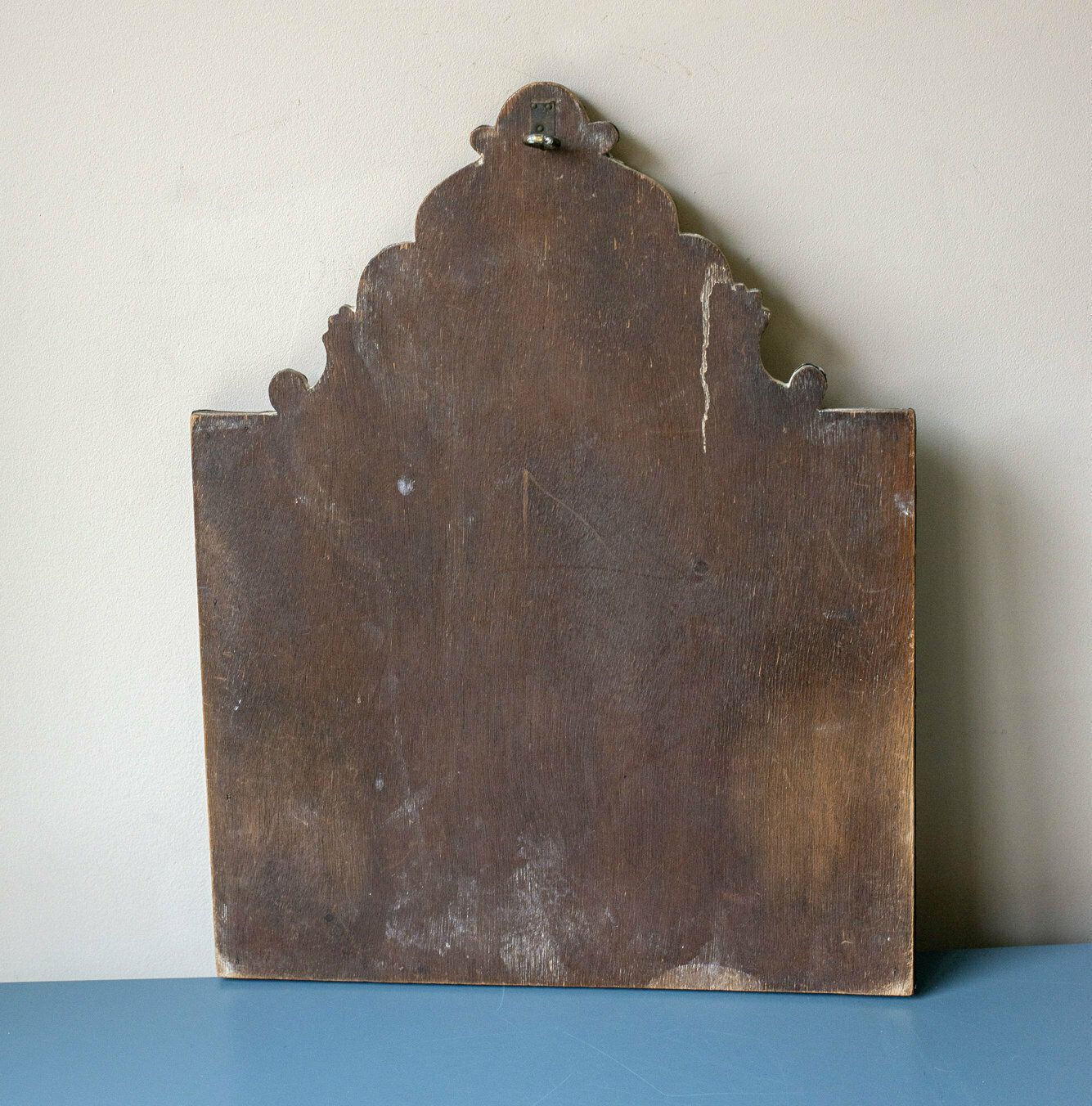 Old Ornate Mirror With Beveled Glass, Antique Dutch Scene Wall Mirror, Decorative Hand Carved Copper Mirror, Brass Wall Hanging photo vinterior