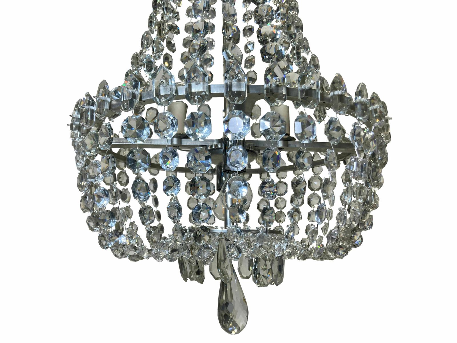 photo furniture An English Cut Glass Tent & Bag Chandelier