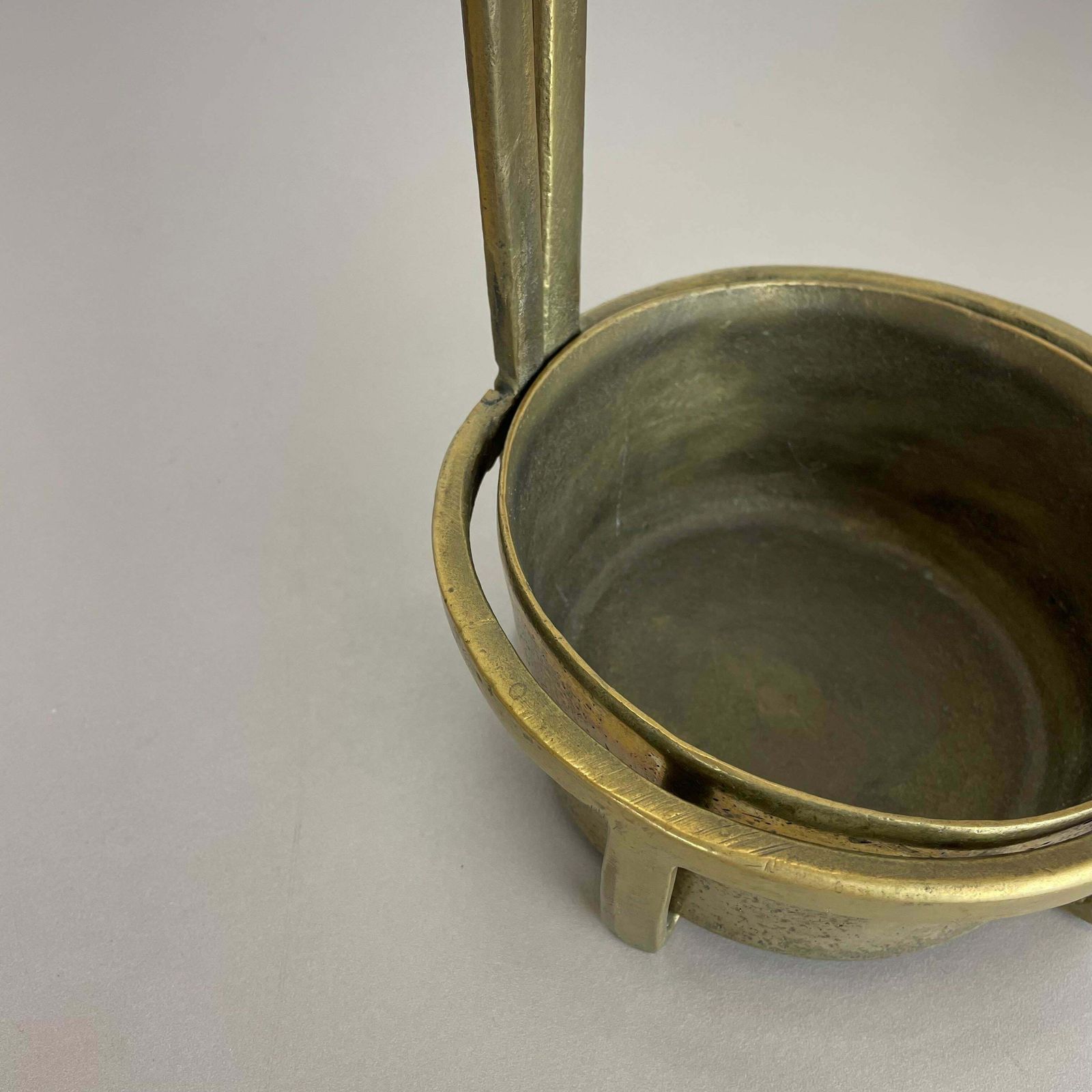 Orig. 4,4kg Hollywood Regency Solid Brutalist Brass Umbrella Stand, Italy, 1970 photo Home Decor