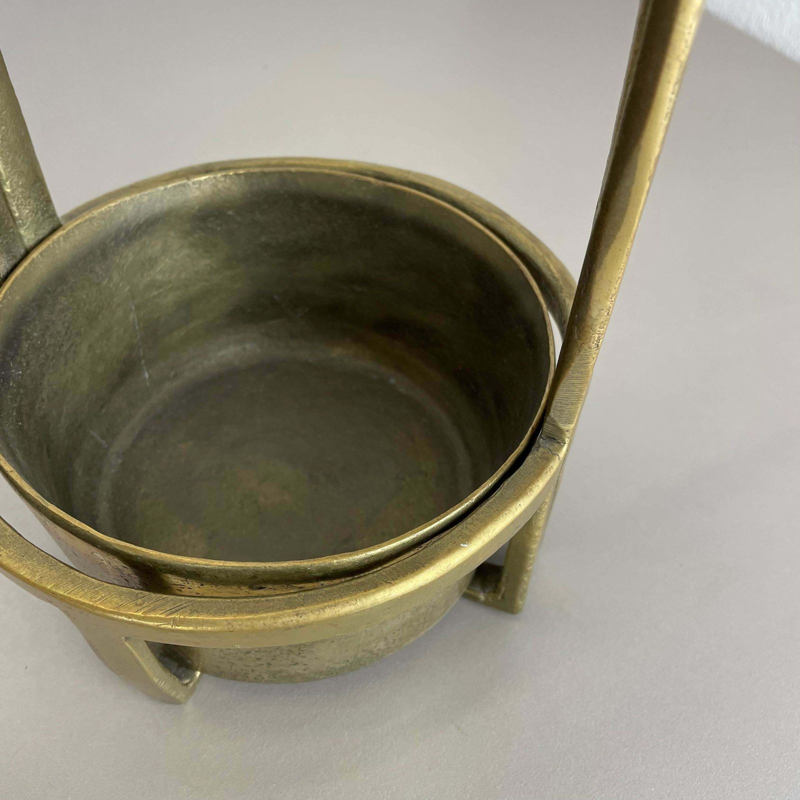 Orig. 4,4kg Hollywood Regency Solid Brutalist Brass Umbrella Stand, Italy, 1970 photo 1316.0