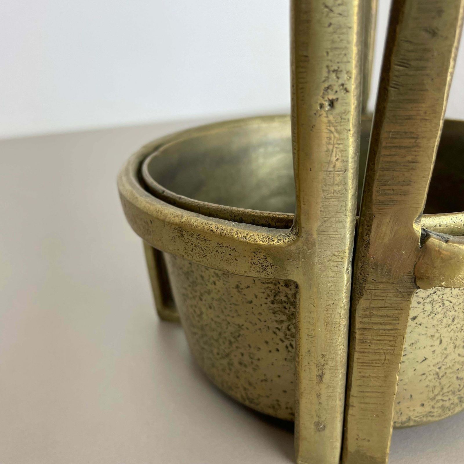 photo vinterior Orig. 4,4kg Hollywood Regency Solid Brutalist Brass Umbrella Stand, Italy, 1970